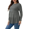 thumbnail image 4 of INSPIRE CHIC Womens Nursing Top Ruffle Pleated Long Sleeve Tunic Rayon Postpartum Breastfeeding Shirt Pregnancy Clothes S Gray, 4 of 6