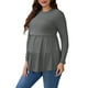 thumbnail image 4 of Camiseta de enfermería para mujeres INSPIRE CHIC con volantes, plisada, de manga larga, túnica de rayón, para lactancia posparto, ropa de embarazo, color gris, 4 of 6