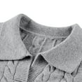 thumbnail image 5 of ZCFZJW Fashion Mens Polo Sweaters Regular Fit Casual Fall Long Sleeve Lapel Collared V Neck Pullover Tops Cable Knitted Thermal Soft Tees Gray XXXL, 5 of 9