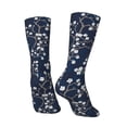 thumbnail image 3 of Goofa Cherry Blossoms on Navy Background Printed Men's Crew Socks, Soft Durable Breathable Moisture-Wicking with Odor Control Cotton socks, 3 of 9