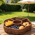 thumbnail image 5 of Round Divided Food Storage Basket, Imitation Wicker Rattan Organizer, 5 Compartment Serving Storage Box, Non-Slip Bottom Woven Basket, Multi-Purpose Table Tray, 11.81 × 1.97 inch Size, 5 of 6
