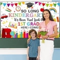 thumbnail image 3 of Welcome Back to School Backdrop White So Long Kindergarten It's Been Fun Look Out 1st Grade Here I Come Background Kindergarten  Classroom Party Decorations Banner Photo Booth Props, 3 of 7