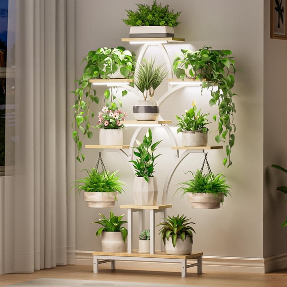 Soporte para plantas NEHAJUNXI para interiores con 4 luces de cultivo, 160 cm, 8 niveles
