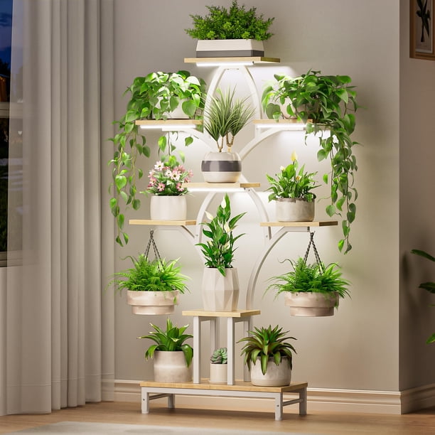 Soporte para plantas NEHAJUNXI para interiores con 4 luces de cultivo, 160 cm, 8 niveles