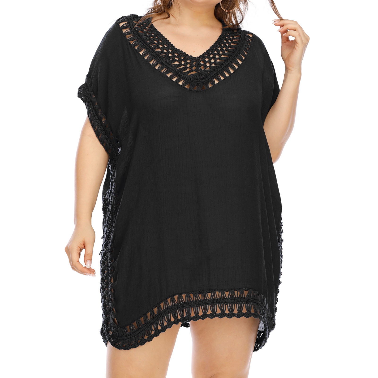 Danhjin Womens Plus Size Swimsuit Cover Ups Cover Up Hollow Out