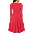 thumbnail image 5 of Elegant Women's 3/4 Sleeve A-Line Midi Dress with Keyhole Neckline Perfect for Casual or Formal Occasions, 5 of 5