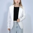 thumbnail image 2 of HNMKIU Girls Solid Color Formal Lapel Suit Coat Button Down Long Sleeve Suit Jacket Girls Coat for Kids White,11-12 Years, 2 of 9