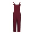 thumbnail image 4 of Abomasnow Jumpsuits for Women Adjustable Spaghetti Strap Straight Long Pants Rompers Lightweight Non-See-Through Overalls with Pockets, 4 of 5