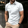 thumbnail image 2 of Fashion Business Shirts for Mens Plus Size Casual Solid Short Sleeve Turn Down Collar Buttons T-Shirt Blouse Tops 50% off, 2 of 6