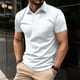 thumbnail image 1 of pstuiky camisetas camisas para hombre, Camisa de verano de poliéster con cuello alto y botones de manga corta para hombre, informal, de color liso, con solapa y manga corta. xxl, 1 of 6