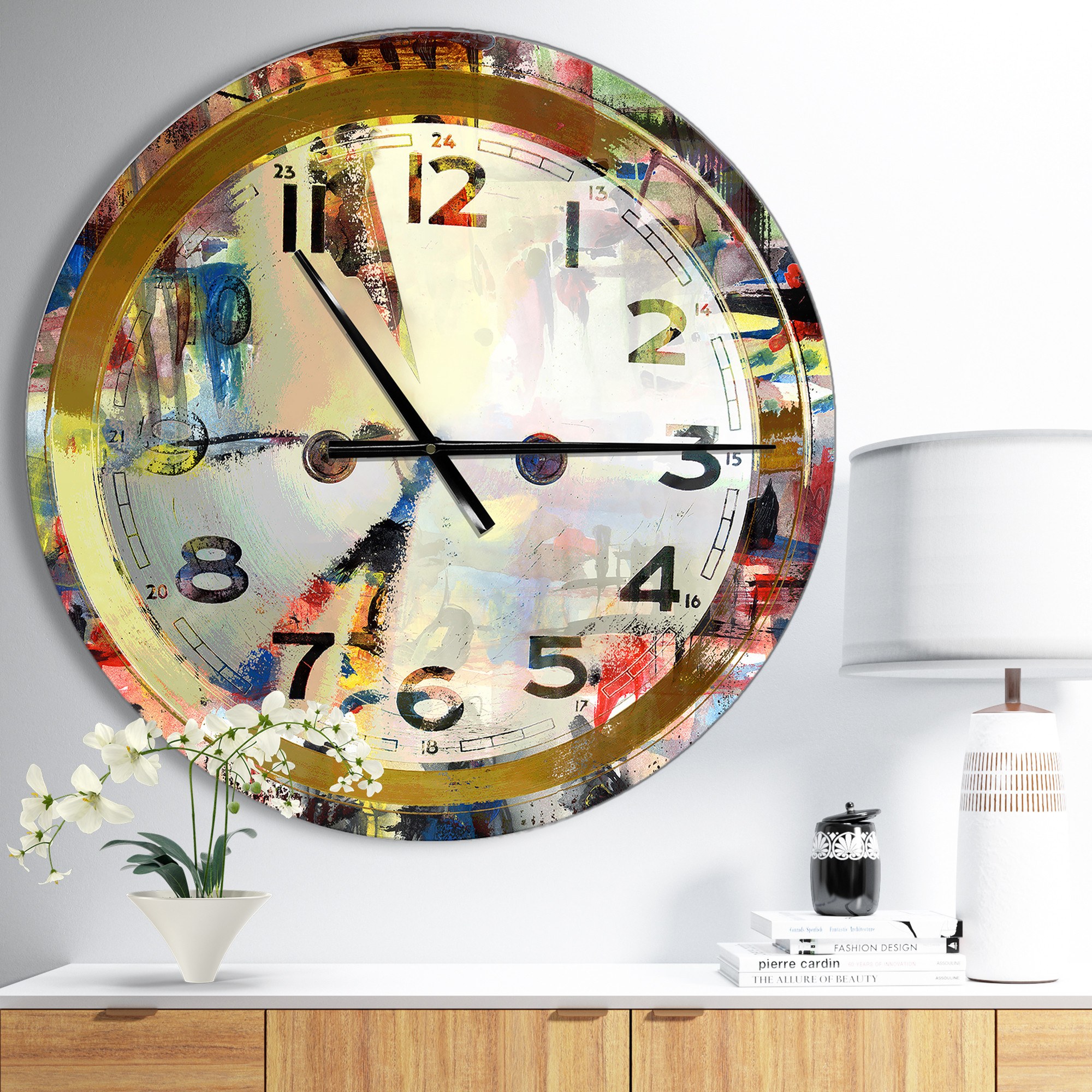 Designart 'People and Time Acrylic Watercolor ' Modern wall clock
