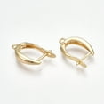 thumbnail image 2 of 2pc Brass Hoop Earring Findings with Latch Back Closure Nickel Free Real 18K Gold Plated 21x12x3.5mm Hole: 1.5mm Pin: 1mm, 2 of 3