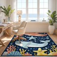 thumbnail image 3 of Design&I 5'x7' Washable Area Rug Classroom Ocean Creature Cartoon Whale Starfish Animals Under for Guest Room, Lounge, Apartment, Flatweave & Daily Traffic Ready, 3 of 7