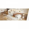 thumbnail image 4 of [Luckynote]Upholstered Twin Size Platform Bed with USB Ports and LED Belt, With Trundle, White, 4 of 20