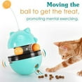 thumbnail image 3 of Cat Food Dispenser Treat Toys, Interactive Treat Dispensing Slow Feeder Pet Food Treat Ball, Funny Tumbler Style IQ Training Toy with Dual Rolling Balls & Detachable Wand for Cats Kitten, Blue, 3 of 7