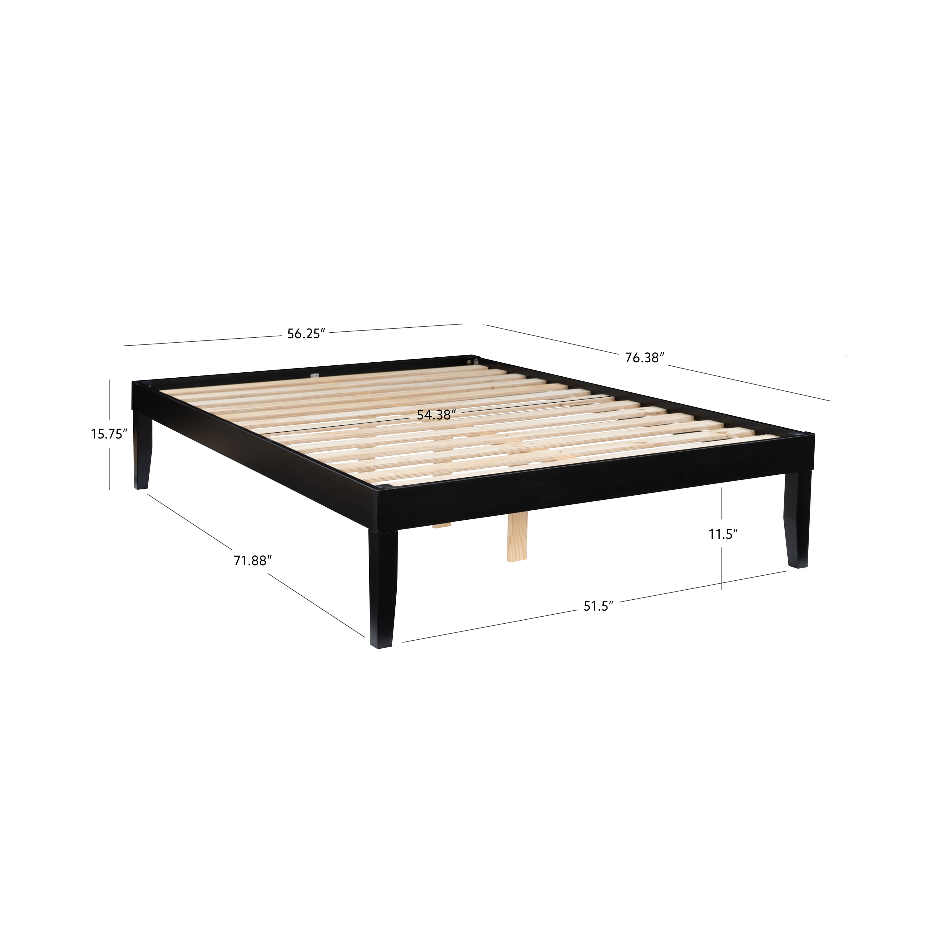 Powell Plumley 15.75" High Low Profile Platform Bed Frame, Full, Black
