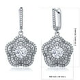 thumbnail image 3 of Gem Stone King 925 Sterling Silver White Zirconia Flower Dangle Earrings for Women (5.64 Cttw, Gemstone Birthstone, Round 6MM), 3 of 3