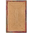thumbnail image 3 of Indian Handmade Braided Multi Color Cotton with Natural Jute Rectangle Area Rugs ,Home Decor Carpet Size 4 x 4 Feet Square ( 120 cm x 120 cm ), 3 of 4