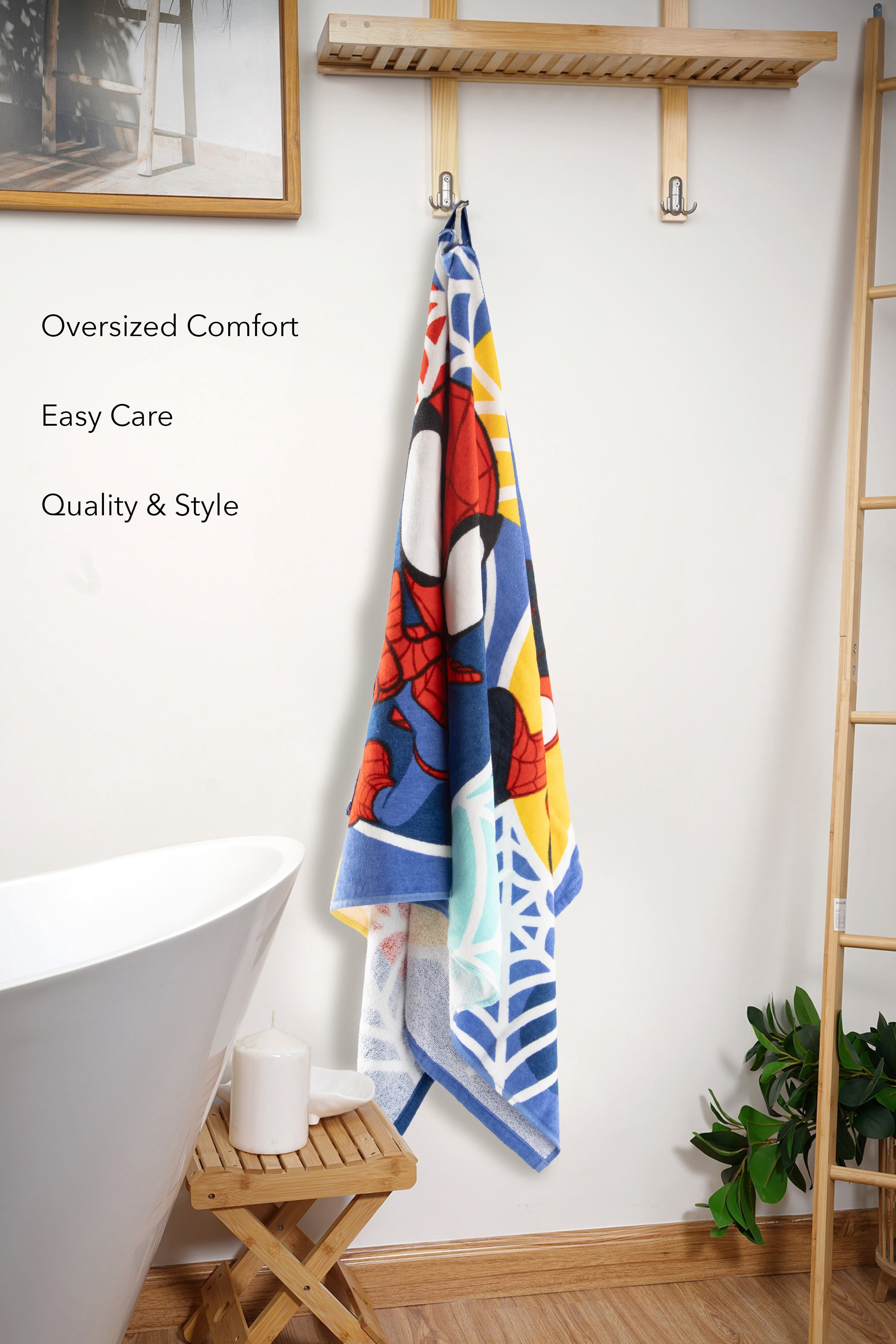 Spidey & His Amazing Friends Spots and Webs 27" x 54" Kids Bath Towel, Cotton, Multicolor, Disney