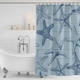 thumbnail image 3 of Navy Blue Starfish Shower Curtain, Waterproof Shower Curtains for Bathroom, Coastal Ocean Summer Sea Nautical Washable Fabric Bathtub Curtain Set Bath Decor with 12 Hooks Extra Long 72"x96", 3 of 8