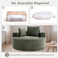 thumbnail image 6 of Leumius Oversized Round Chaise Lounge Sofa,Upholstered Lounge Chair with 2 Pillows and Cupholders,Boneless Sofa Couch with Memory Foam,Deep Seat Sleeper Chair for Living Room,No Assembly,Green, 6 of 8