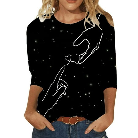 

Short Sleeve T Shirts Women Shirt of Women 2023 New Casual Women s Casual T Shirt Long Sleeve Printed Round Neck Top Women Pajamas Set Cotton