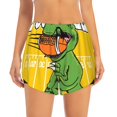 thumbnail image 4 of Lsque T-Rex Playing Football Printed Women's Running Shorts with Liner Pockets,Elastic Quick Dry Workout Athletic Gym Yoga Shorts,Womens High Waist Shorts-Large, 4 of 9
