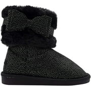 kensie Girls' Shimmer Mid-High Microsuede Faux Fur Winter Boots