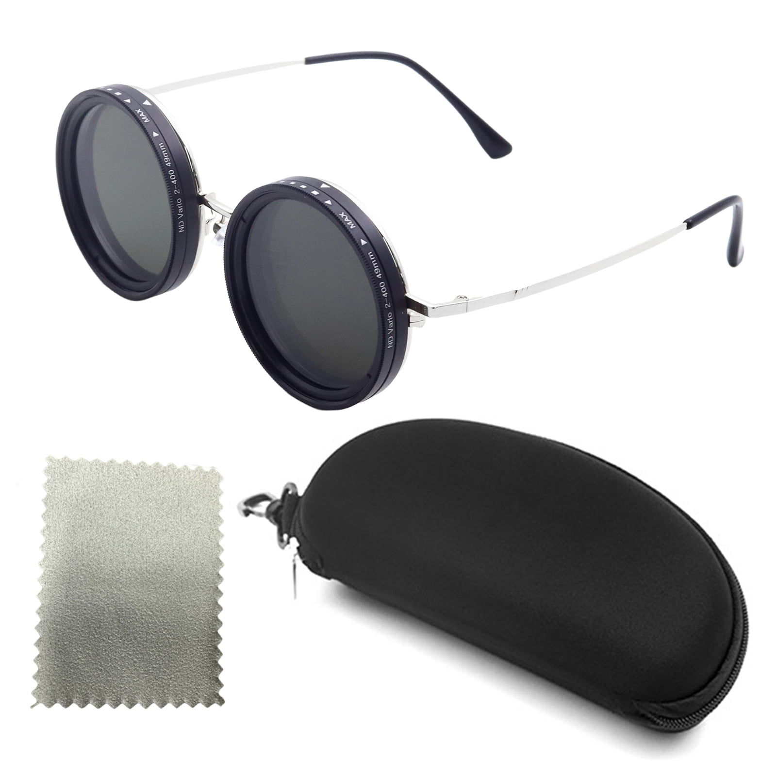 ZenCart Round Polarized Glasses with ND Filter Lenses 1-9 Gears Adjustable Tint Sunglasses UV Protection Men Beach Fishing Driving Cycling Glasses Eyewear