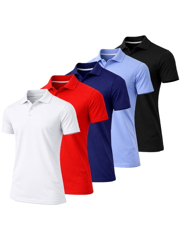5-Pack Men's Dry Fit Moisture-Wicking Polo Shirt (S-3XL)