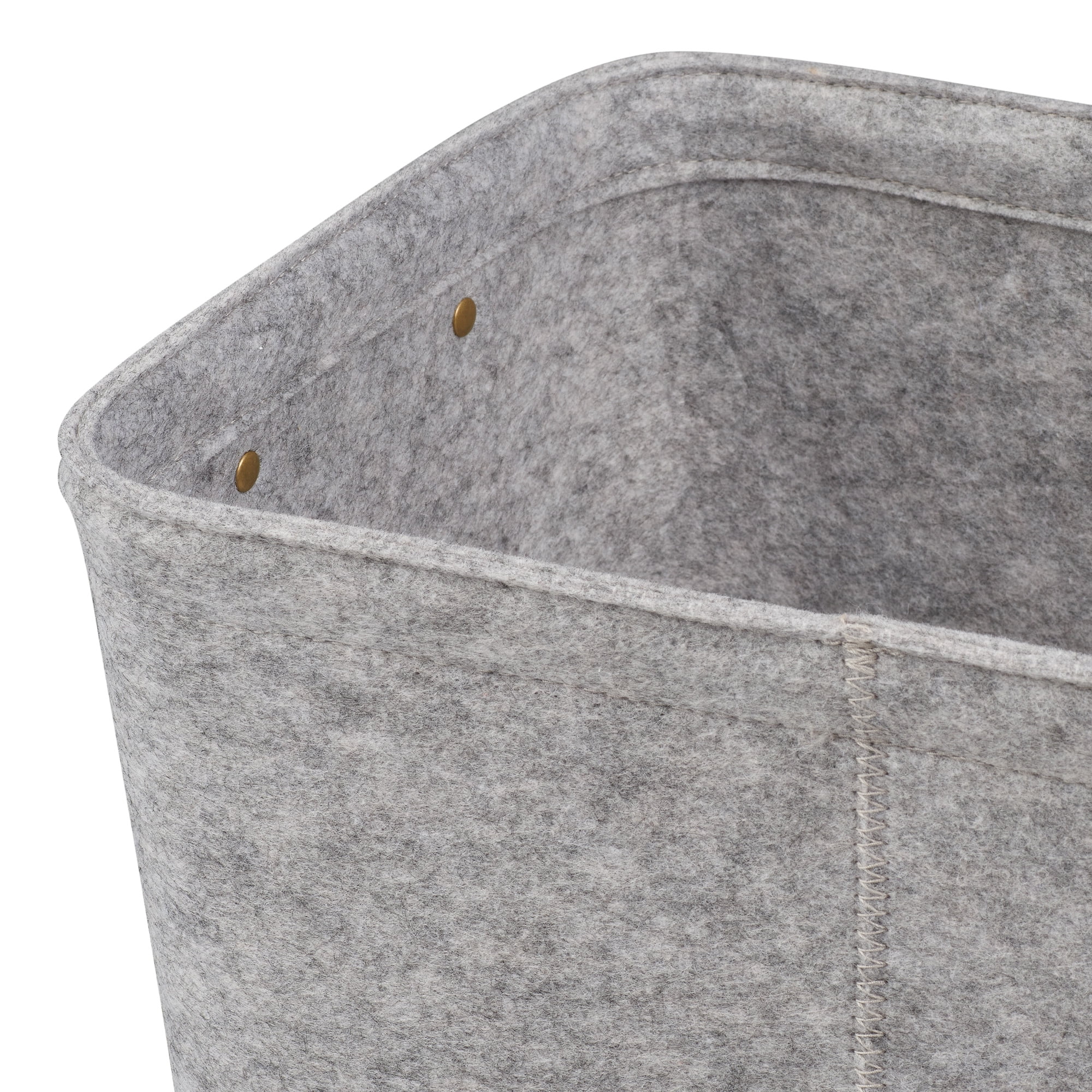 Mainstays Medium Felt Storage Basket, Light Grey, Set of 2