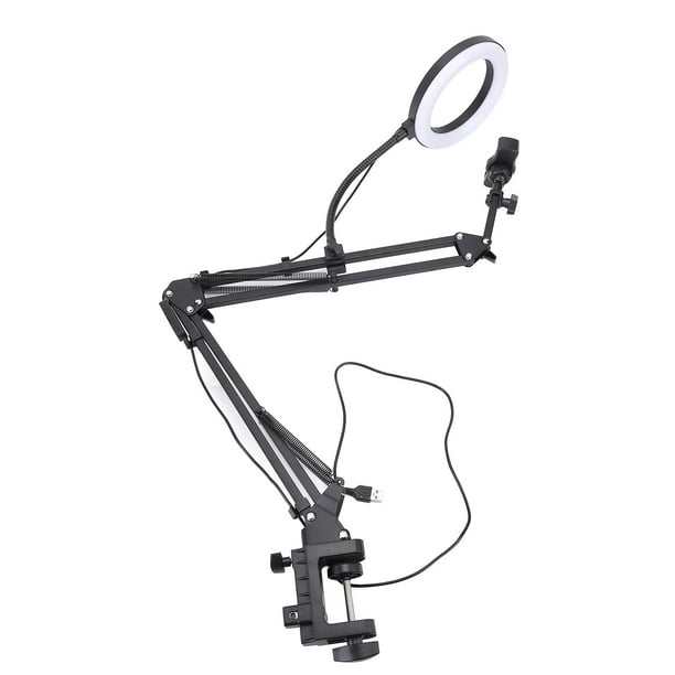 Soporte Para Teléfono Aéreo Con Anillo De Luz, Anillo De Luz LED De Escritorio De ángulo Ajustable Con Abrazadera Portátil Para Manicura