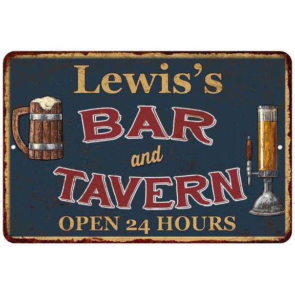 Lewis's Green Bar & Tavern Rustic Sign 8 x 12 High Gloss Metal 208120047306