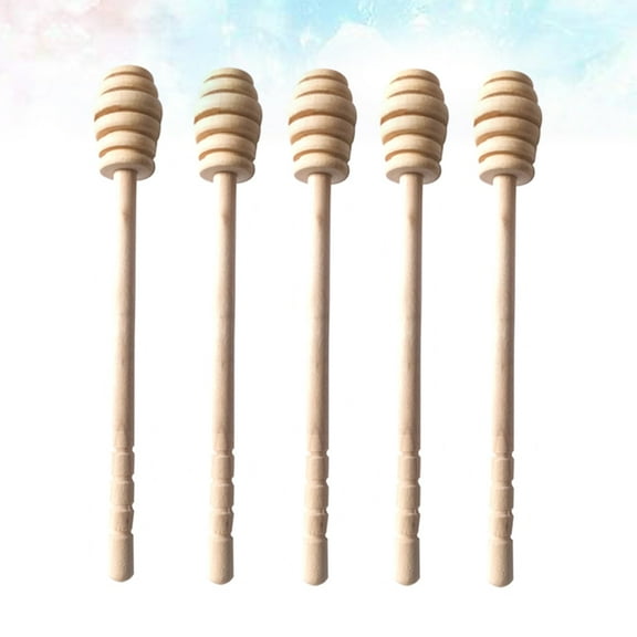 MLINS Light Yellow Wooden Honey Mixing Spoon Set of 10 Perfect for Ice Cream Coffee and Tea Stirring