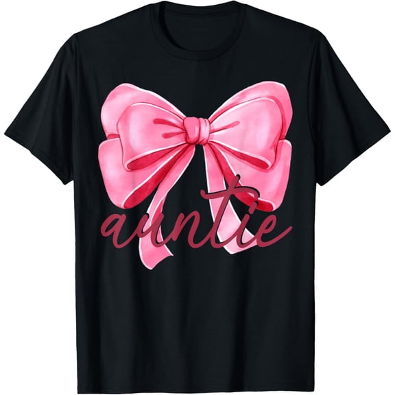 Auntie Pink Bow Birthday Shower Family Pink Ribbon T-Shirt Shirts