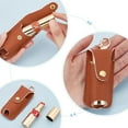 thumbnail image 3 of 2pcs PU Leather Sleeve Chapstick Pouch Portable Lipstick Storage Bags with Clasp Clip-on Chapstick Sleeves Lip Balm Travel Storage Case Holder Cosmetic Organizer Accessories Brown, 3 of 9
