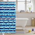 thumbnail image 3 of Manfei Abstract Fish Shower Curtain 72Wx72L, Nautical Animal Bathroom Curtain, Blue, 3 of 5