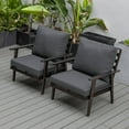 thumbnail image 3 of LeisureMod Walbrooke Mid-Century Modern Outdoor Armchair with Brown Powder Coated Aluminum Frame and Removable Cushions for Patio, Balcony, and Backyard, Set of 2, Charcoal, 3 of 6