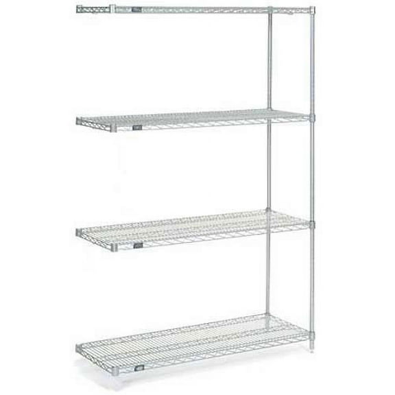 Nexel® 4 Shelf Nexelate® Silver Epoxy Wire Shelving Unit Add On 24"W x 24"D x 63"H