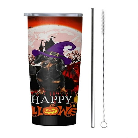 

Happy Halloween Dachshund 20oz Tumbler Insulated Stainless Steel Water Bottle Portable Travel Coffee Tea Mug Cup