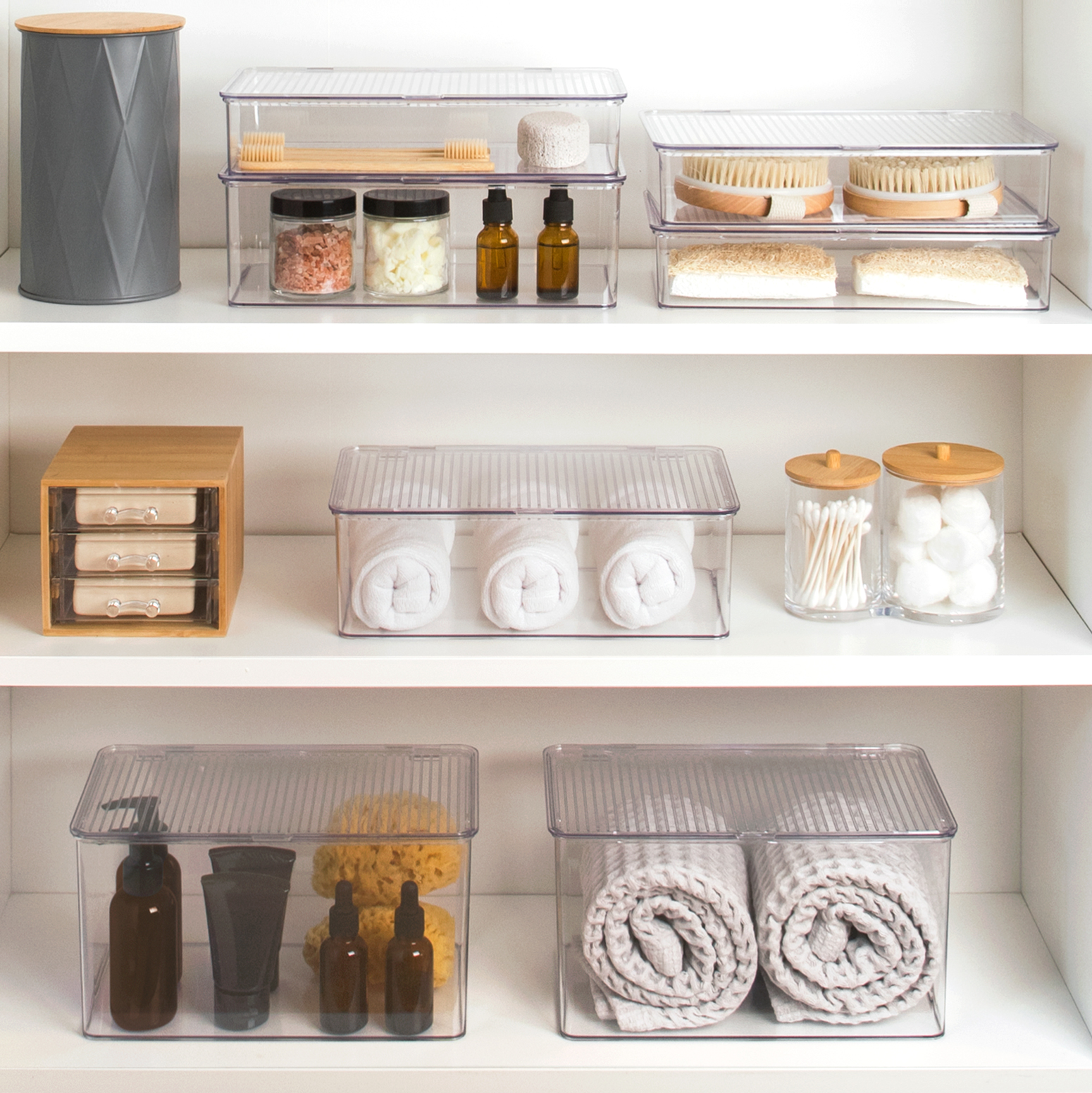 Isaac Jacobs Clear Hinged Storage Container Set, 2-Pack – Medium