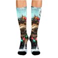 thumbnail image 2 of FAIOROI Christmas Socks for Women Cute Vintage Xmas Print Mid Calf Crew Sock Soft Cozy Festive Holiday Novelty, 2 of 6