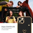 thumbnail image 6 of iPhone 13 Case, iPhone 13 Phone Case Love Heart Cute Case with Wristband Kickstand Holder Soft TPU Plating Bumper Protective Slim Shockproof iPhone 13 Case Cover for Girls Women, Black, 6 of 7