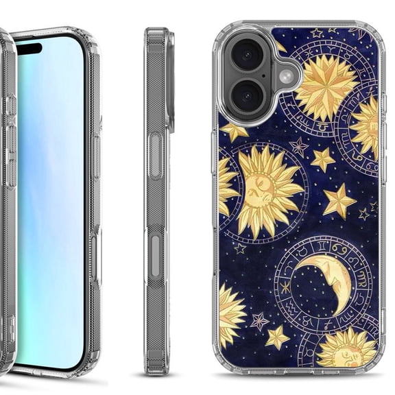 For iPhone 17 Shockproof Protective Phone Case, by OneToughShield - Moon Sun Star