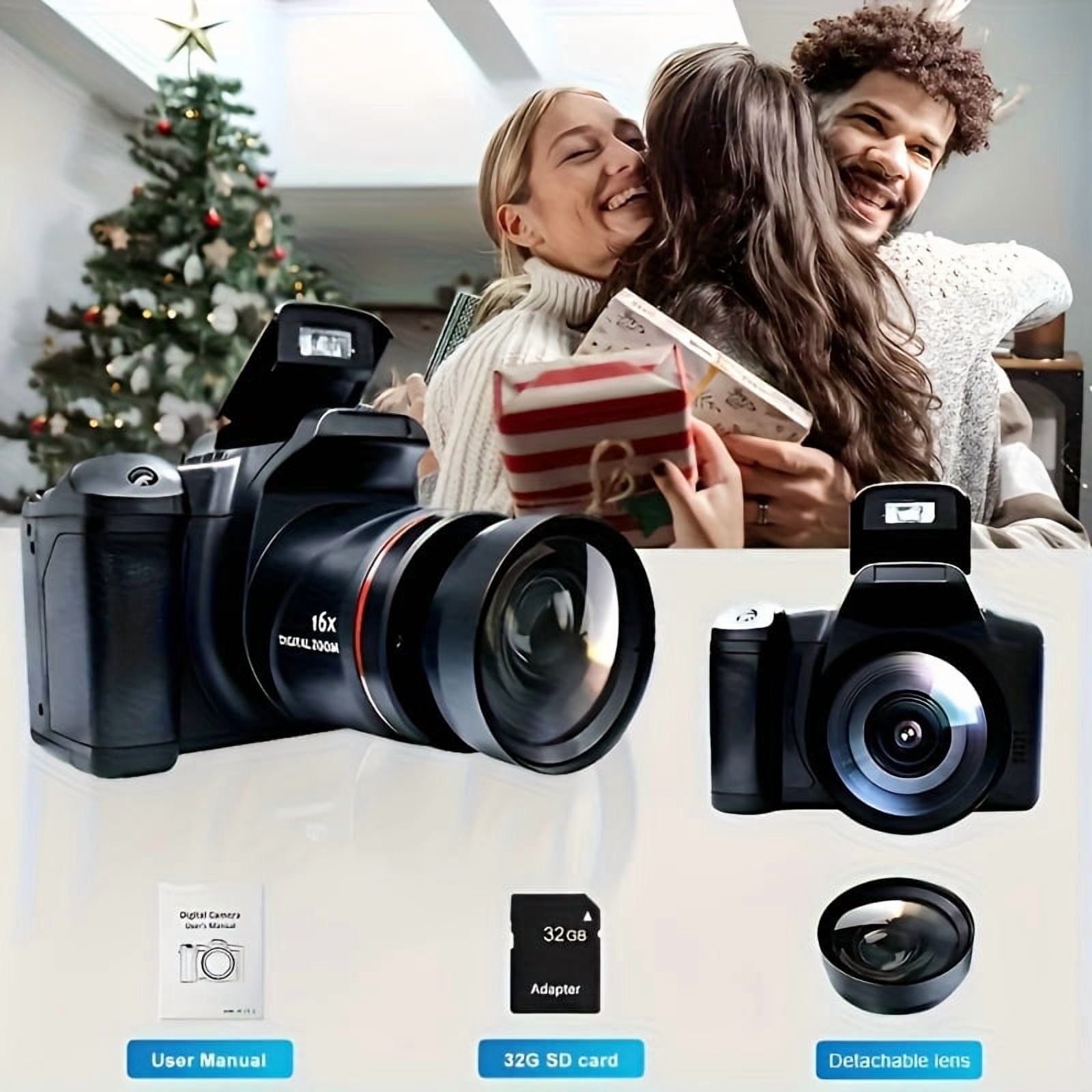 Digital Camera for Photography: 2.4" LCD, 16X Zoom, 1080P Vlog, 9.88mm Wide-Angle Lens, Easy to Use, Ideal Gift for Men and Women