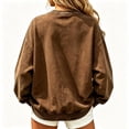 thumbnail image 7 of Crew Neck Sweatshirts Women Vintage Witch Broom Print Long Sleeve Pullover Relaxed Fit Casual Halloween Fall Festival Tops Brown M, 7 of 7