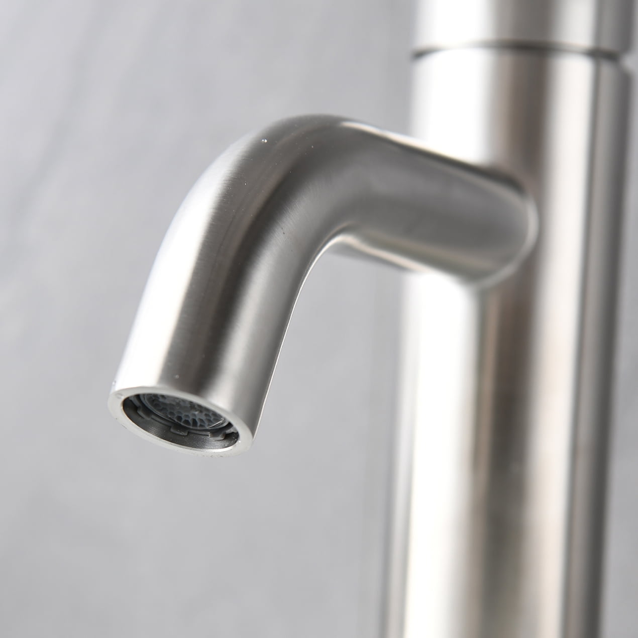 Lisonu Modern Waterfall Bathroom Faucet, Single Hole Vanity Faucet in Brushed Nickel, ADA Compliant Stainless Steel, 6.57" High