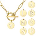 thumbnail image 1 of CJie Collar con inicial del alfabeto para mujer, colgante de disco con nombre y letra, hebilla OT, cadena de clip, gargantilla de acero inoxidable, joyer铆a de moda, 1 of 2