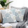thumbnail image 2 of Light Blue Teal Coastal Throw Pillow Covers 24x24 Inch Set of 2, Summer Beach Coral Shell Ocean Waterproof Outdoor Pillow Covers, Decorative Cushion Pillowcases for Couch, Sofa, Bed, Garden, Patio, 2 of 9