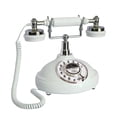 thumbnail image 3 of Teléfono fijo TelPal con cable, retro, vintage, blanco, con esfera giratoria, 3 of 7